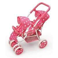 Badger Basket Pink Polka Dot Reversible Double Doll Stroller