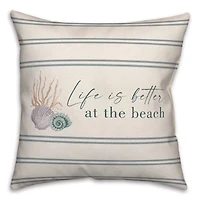 Life Is Better At The Beach Scallop & Snail Shell Throw Pillow