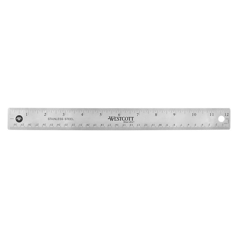 Westcott® 12" Stainless Steel Office Ruler with Non Slip Cork Base, 3ct.