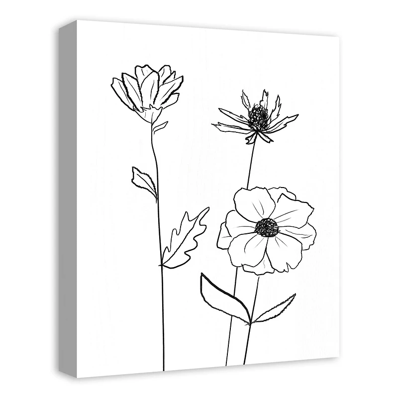 Simple Floral Drawing Canvas Wall Art