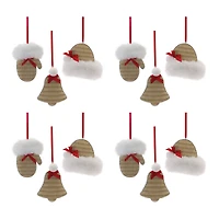 Cozy Mitten, Hat & Bell Ornament Set