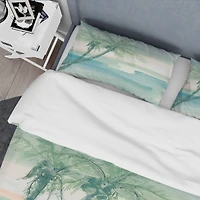 Designart 'Peaceful Dusk I Tropical' Coastal Bedding Set