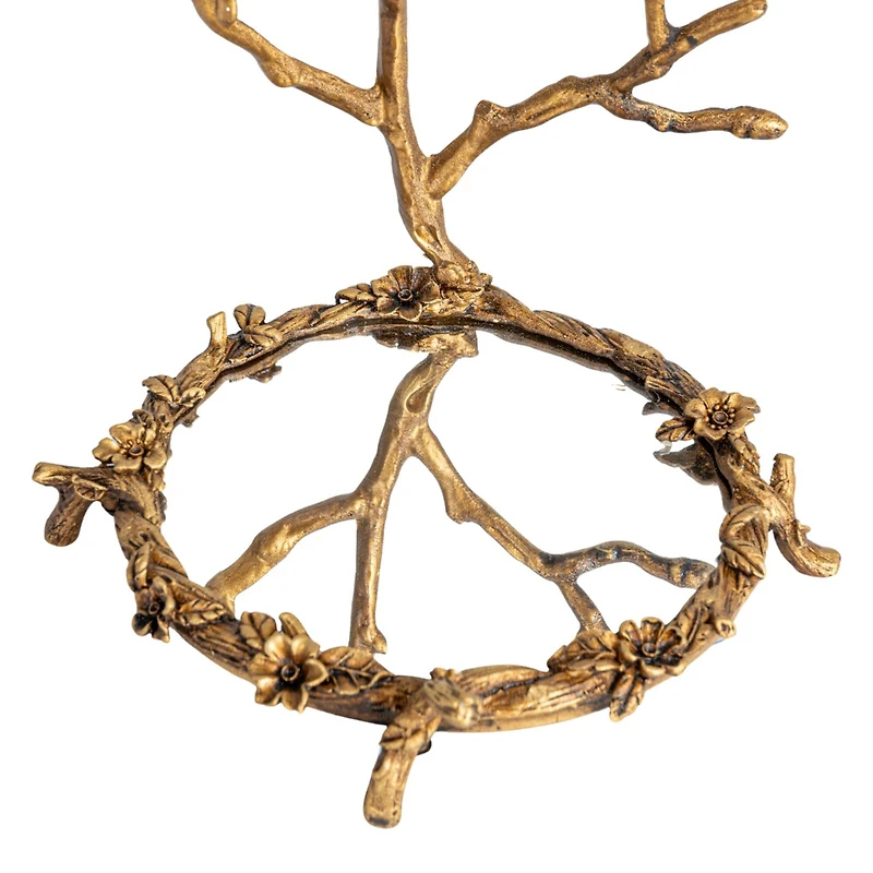 Hello Honey® 8.25" Gold Antique Pewter Jewelry Holder with Bird Detail