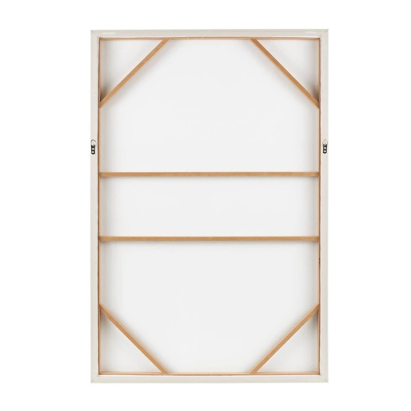 33" x 49", White Wooden Geometric Home Wall Décor with Abstract Circles and Brown Wooden Frame