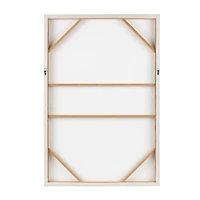 33" x 49", White Wooden Geometric Home Wall Décor with Abstract Circles and Brown Wooden Frame