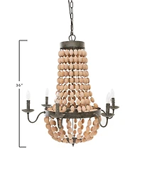 Hello Honey® 38" Brown Rustic Metal and Draped Wood Bead Chandelier