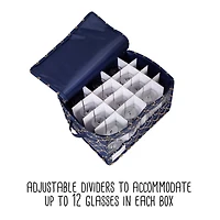 Honey Can Do Golden Scallop Print Stemware Storage Box Set