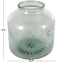 12.25" Green Spotted Glass Jar Vase