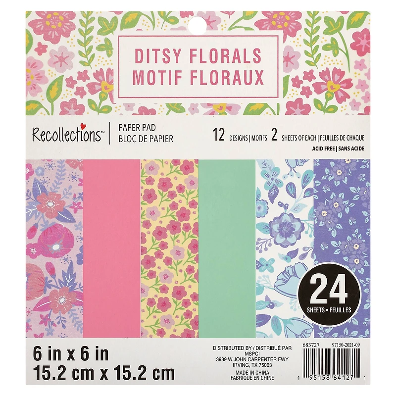 Ditsy Floral Paper Pad by Recollections™, 6" x 6"
