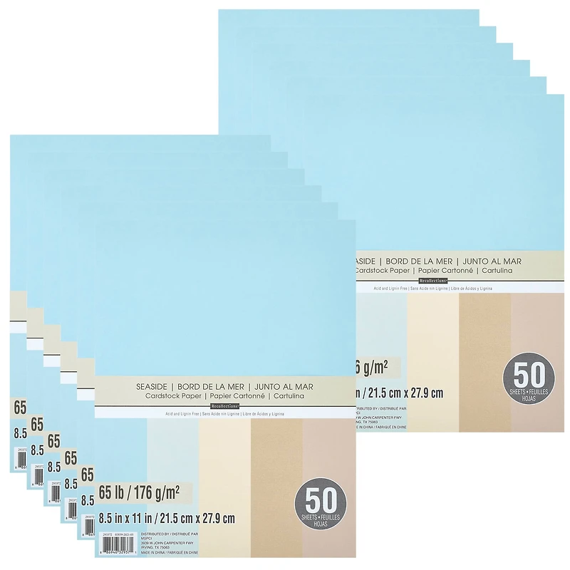12 Packs: 50 ct. (600 total) Seaside 8.5" x 11" Cardstock Paper by Recollections™