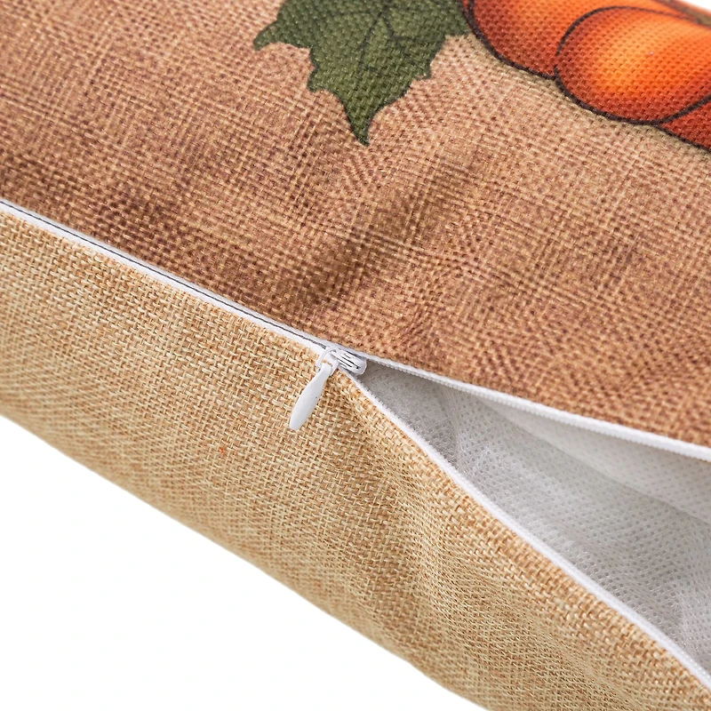 Glitzhome® Faux Burlap Fall Pumpkin Pillow