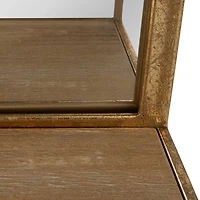 Hello Honey® 20" Gold Metal Wall Mirror with Reclaimed Wood Base