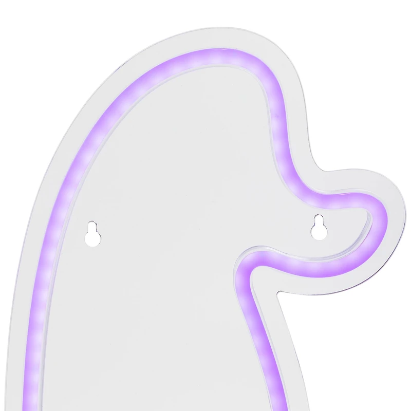 15" Purple LED Neon Style Witch Hat Halloween Window Silhouette