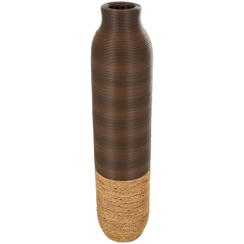 40" Dark Brown Seagrass Handmade Vase