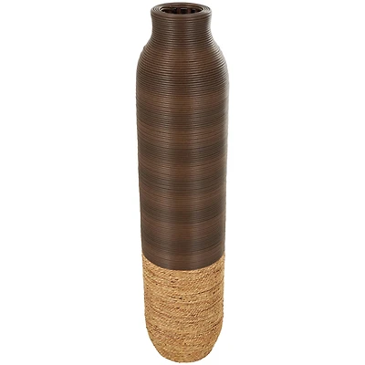 40" Dark Brown Seagrass Handmade Vase