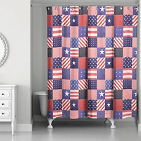 Stars and Stripes Quilt-Pattern Shower Curtain