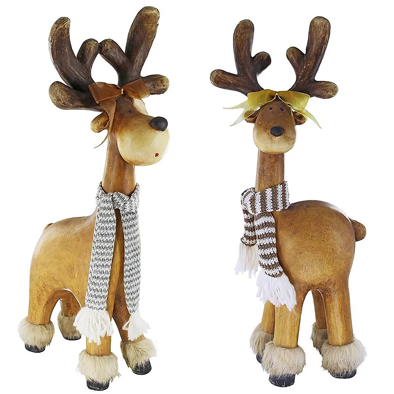 Santa's Second Team Holiday Reindeer Statues Set