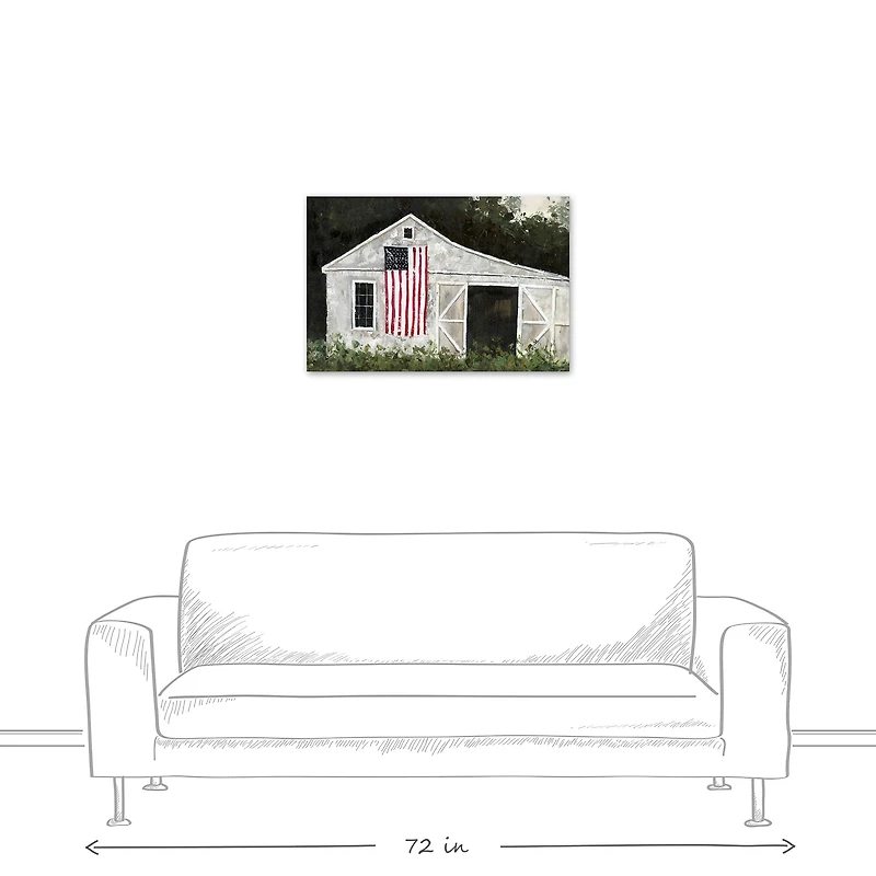 White Rustic Patriotic Barn II Canvas Wall Art