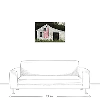 White Rustic Patriotic Barn II Canvas Wall Art