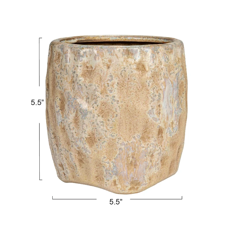 Hello Honey® 5.5" Cream Reactive Glaze Terra Cotta Planter