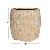 Hello Honey® 5.5" Cream Reactive Glaze Terra Cotta Planter