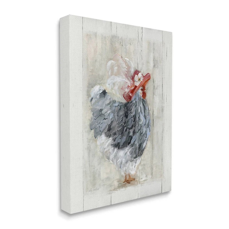 Stupell Industries Farm Chicken in Traditional Brim Hat Chic Bird Canvas Wall Art