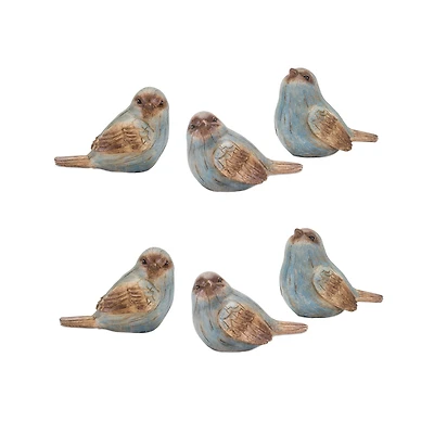 3" Rustic Blue Bird Figurine Set