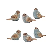 3" Rustic Blue Bird Figurine Set