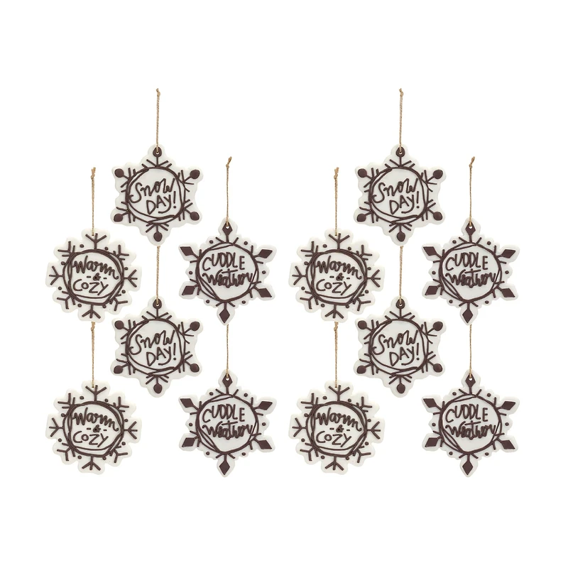12 Pack Snowflake Sentiment Ornaments