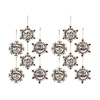 12 Pack Snowflake Sentiment Ornaments