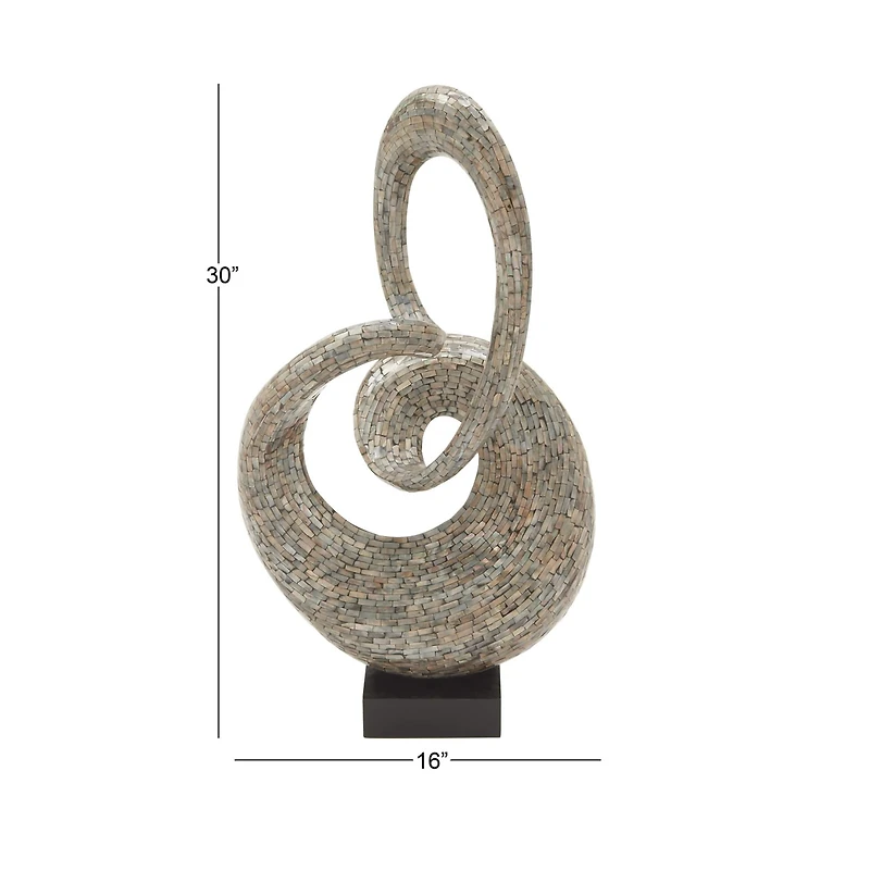 30" Gray Capiz Shell Abstract Sculpture