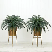 34" Artificial River Fern Plant in Metal Planter with Stand