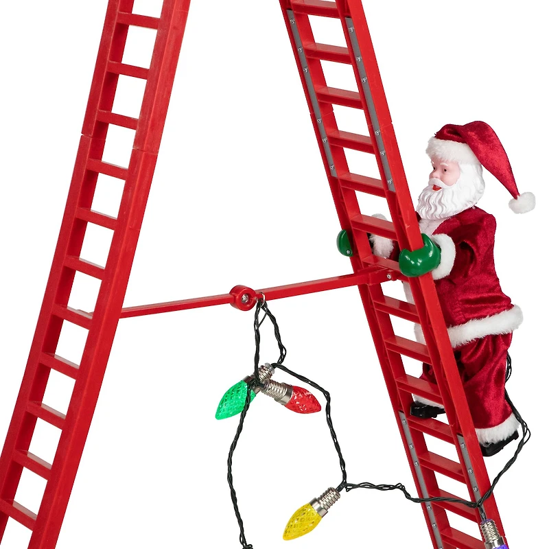 4ft. Animated Lighted Musical Santa Climbing Ladder Christmas Decoration