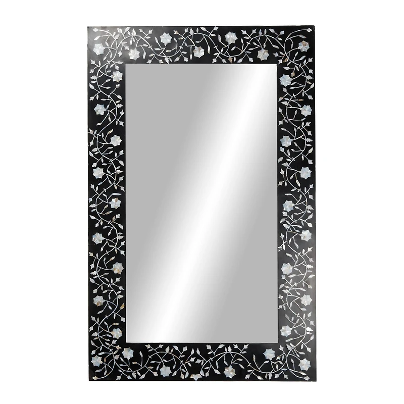 Black Wood Wall Mirror, 47" x 30"