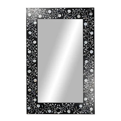 Black Wood Wall Mirror, 47" x 30"