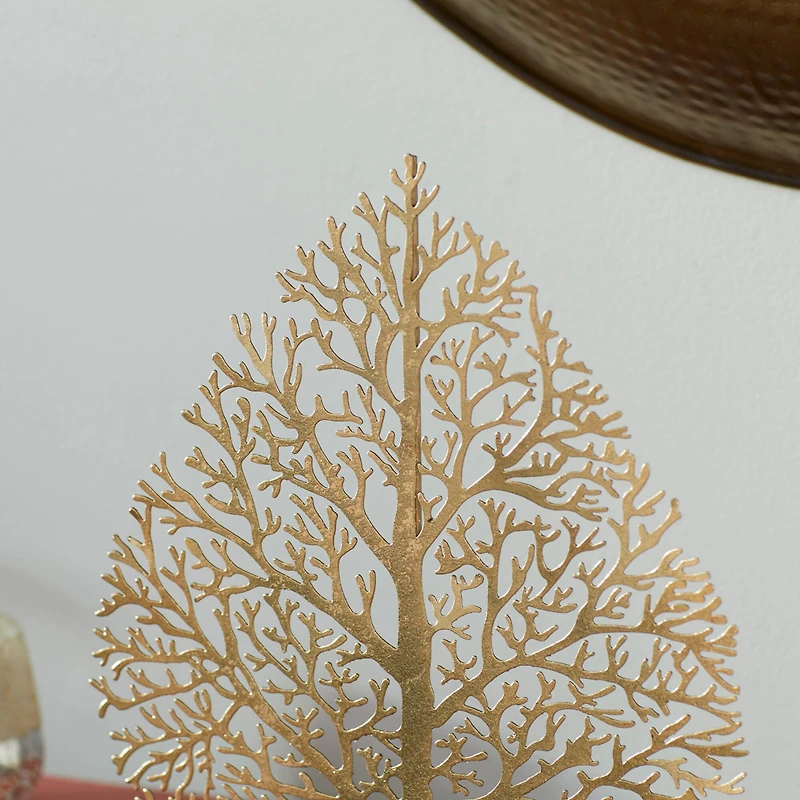 16" Gold Metal Traditional Nature Sculpture