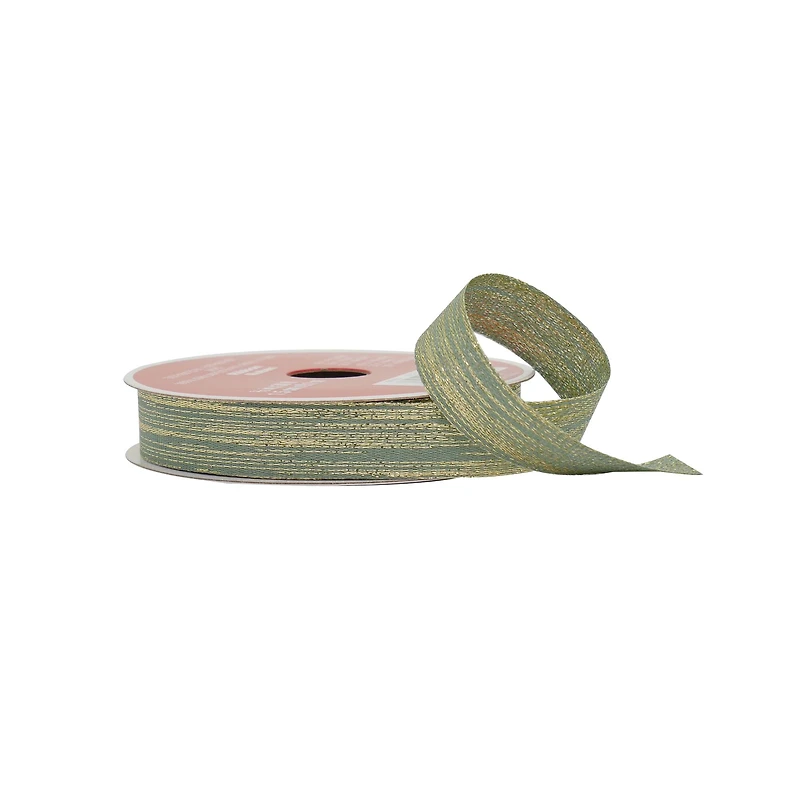 5/8" x 30ft. Sage & Gold Metallic Ribbon by Celebrate It®