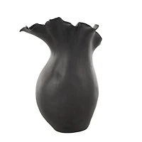 16" Black Abstract Wavy Ceramic Vase