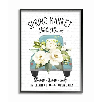 Stupell Industries Spring Market Truck With Countryside Flowers Black Framed Wall Art