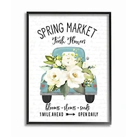 Stupell Industries Spring Market Truck With Countryside Flowers Black Framed Wall Art