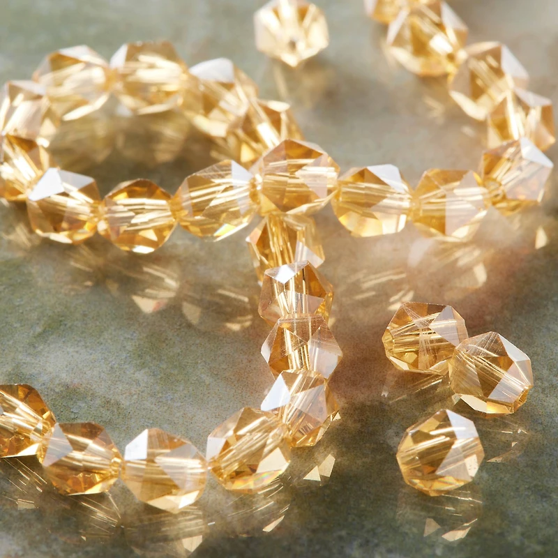12 Pack: Amber Glass Faceted Round Beads, 6mm by Bead Landing™