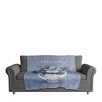 Thankful Teapot Flowers Coral Fleece Blanket