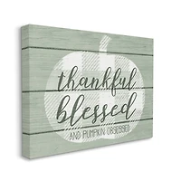 Stupell Industries Thankful Blessed Pumpkin Obsessed Canvas Wall Art