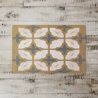 Yellow White and Blue Medallion Floor Mat