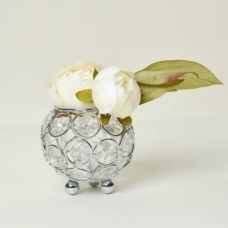 Elegant Designs™ Chrome Crystal Circular Bowl Candle Holder