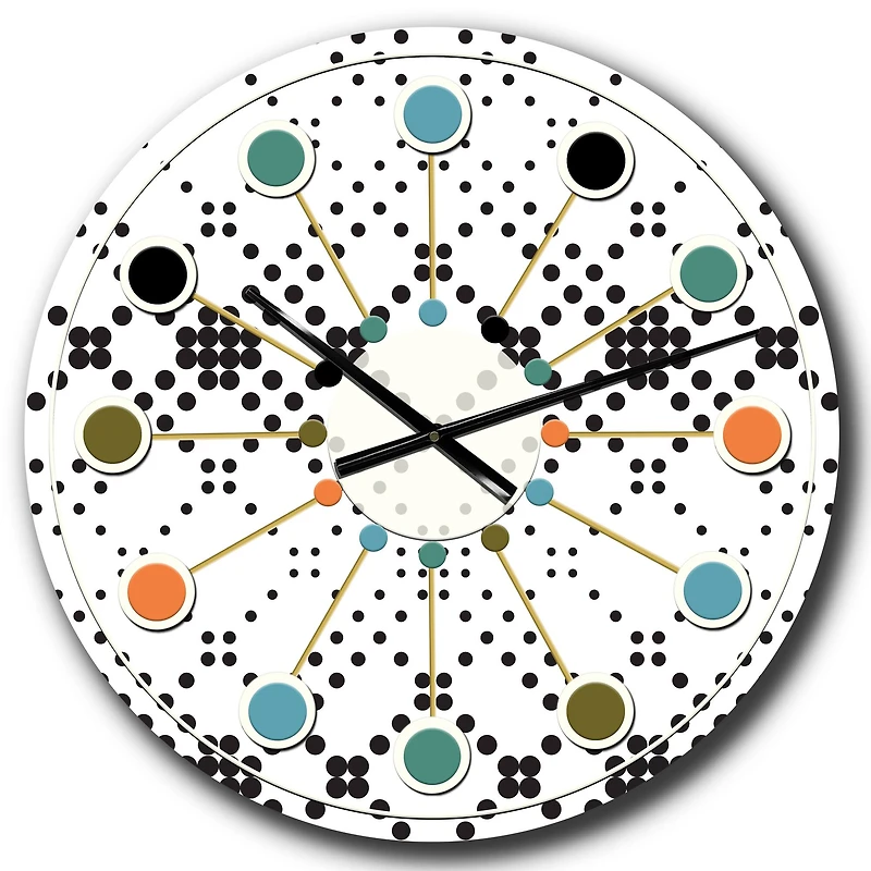Designart 'Retro Geometrical Abstract Minimal Pattern Ix Mid-Century Modern Wall Clock
