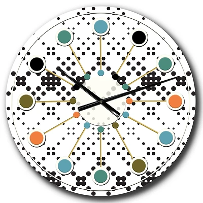 Designart 'Retro Geometrical Abstract Minimal Pattern Ix Mid-Century Modern Wall Clock