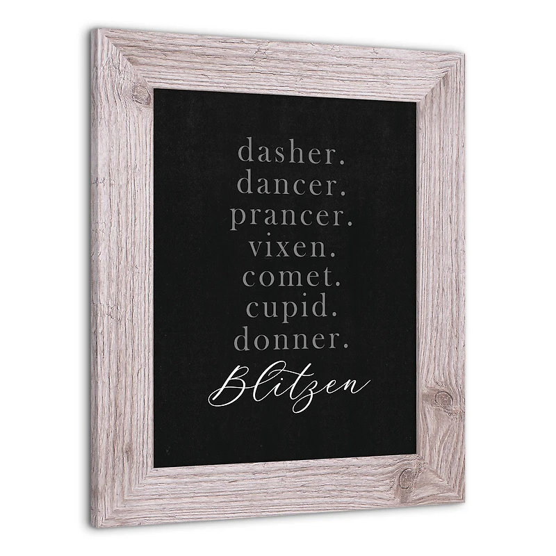 14" Reindeer Names Western White Framed Print