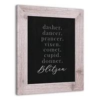 14" Reindeer Names Western White Framed Print