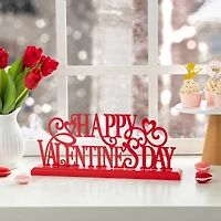 Glitzhome® 16" Wooden & Metal Happy Valentine's Day Table Décor